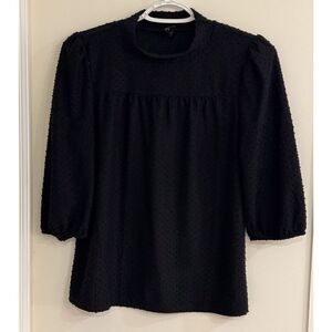 Anthropologie W5 Classy Black Mockneck Black Blouse Sz Small EUC